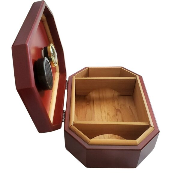 VTG Wood Cigar Humidor Tobacco Box Hygrometer Humidifier Jewelry Trinket Taiwan - Picture 7 of 15